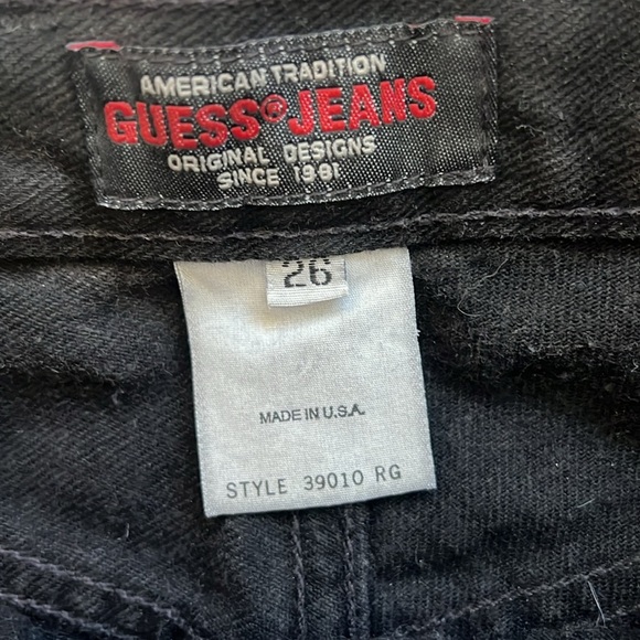Vintage 90’s Y2K Guess High-Rise Black Denim Jeans Button-Fly Slim Fit USA 26x30 - Picture 2 of 14